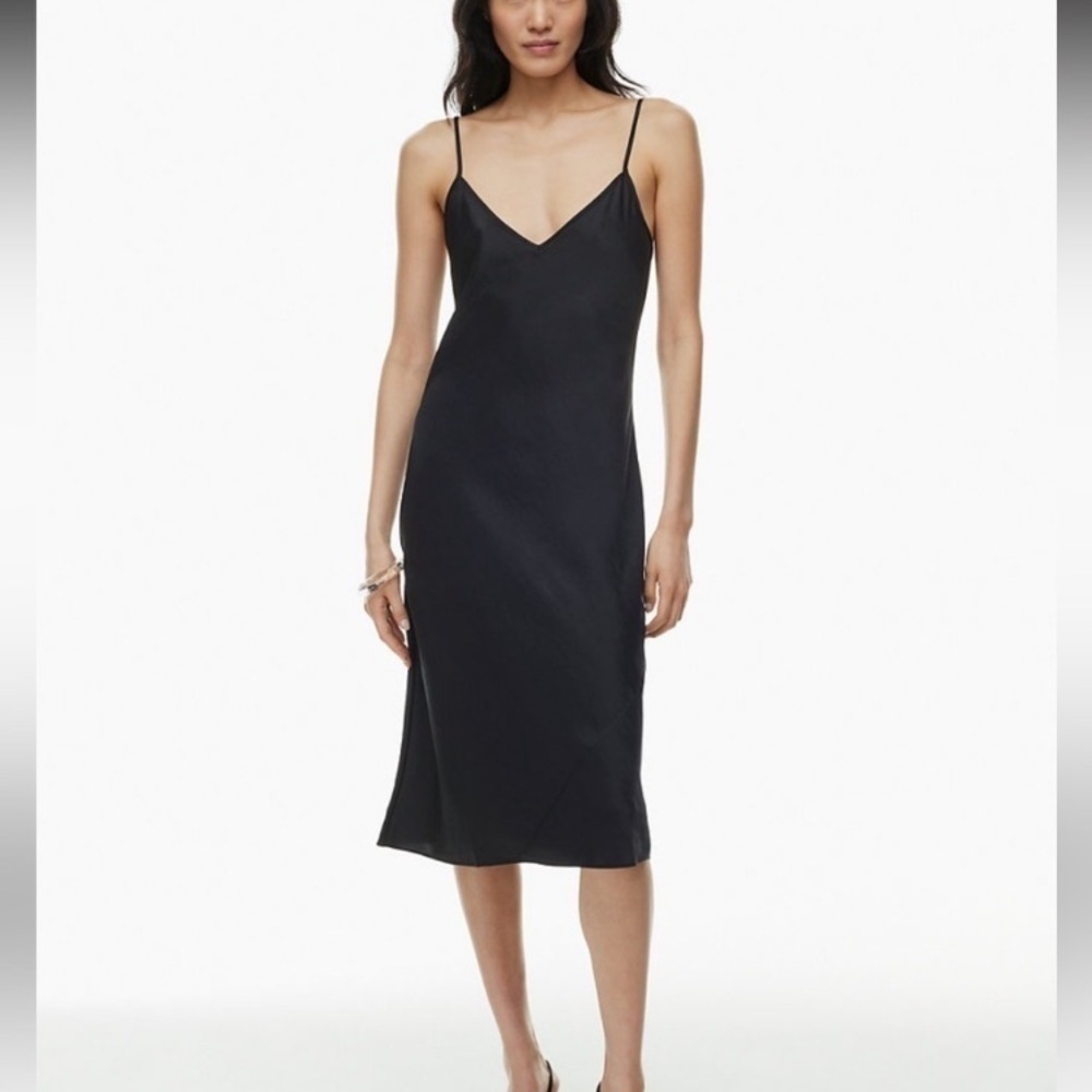 Wilfred Only Slip Satin Midi Dress size‎ XL black classic elegant